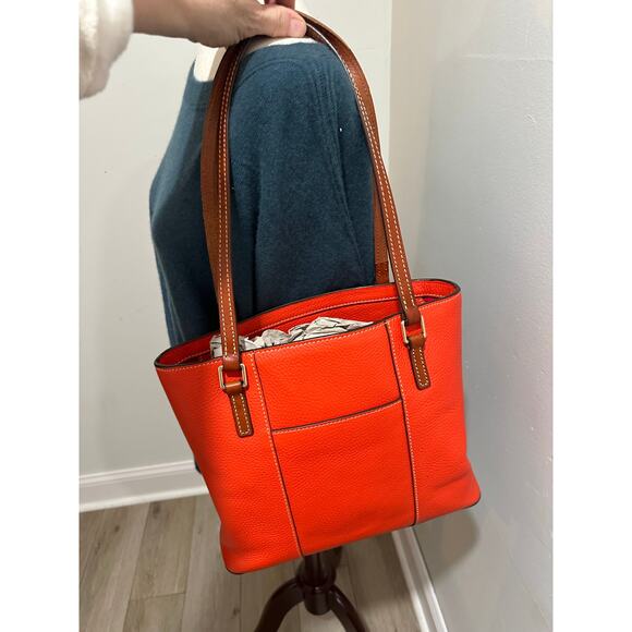 Dooney & Bourke Pebble Grain Leather Small Lexington Handbag Red Orange - Picture 5 of 9